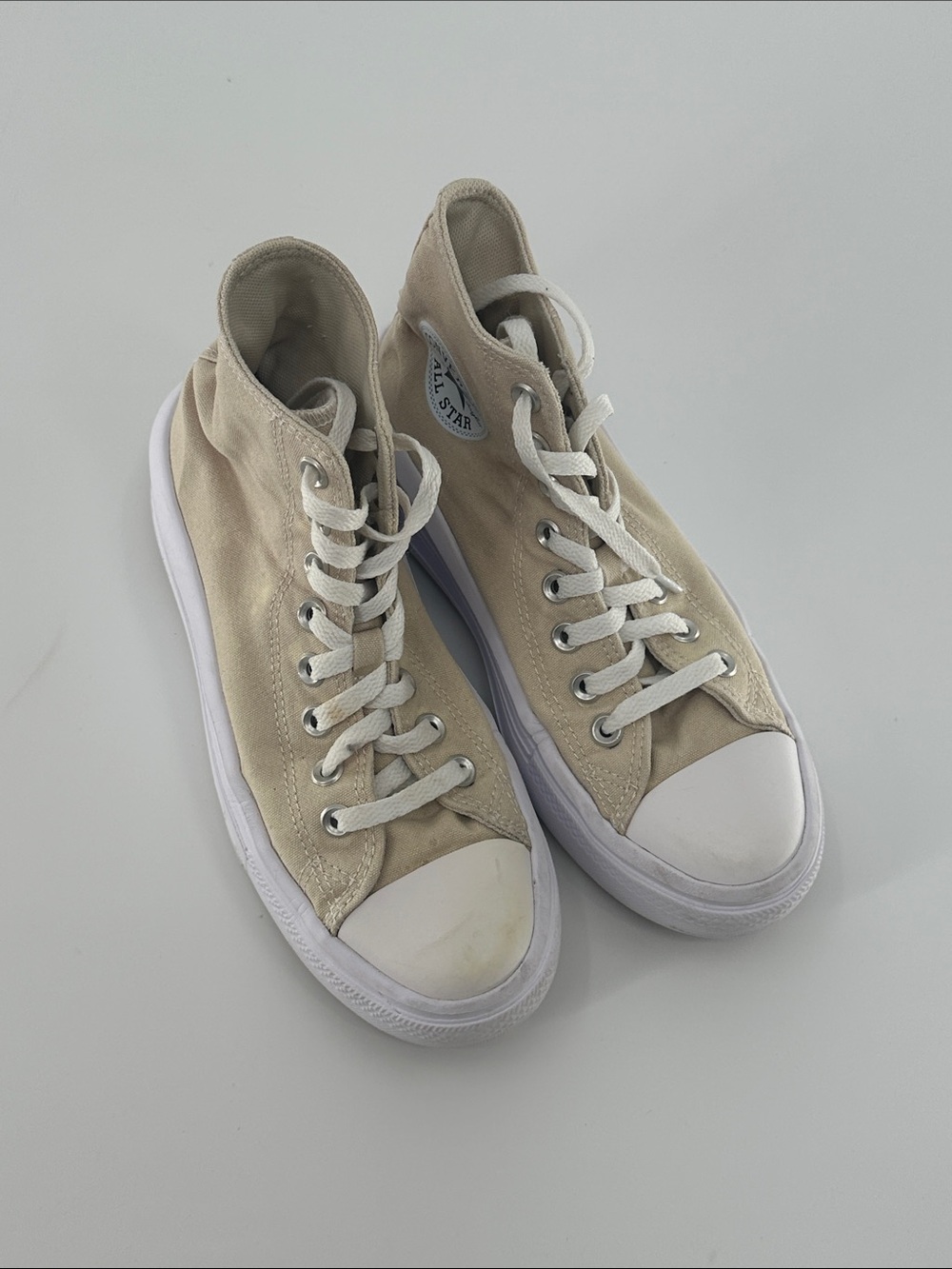 Converse High-Top Canvas Sneakers - Beige and White